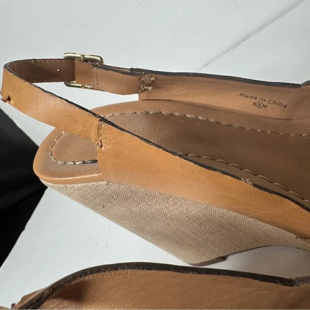 Kate Spade nude leather wedges size 6.5